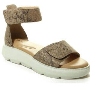 Van Eli "Cloe" Gold & Tan Faux Snakeskin Sandals, Size 10 WIDE